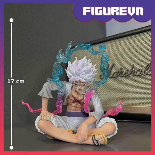 Mô hình Luffy Gear 5 Nika ngồi cười 15 cm - One Piece