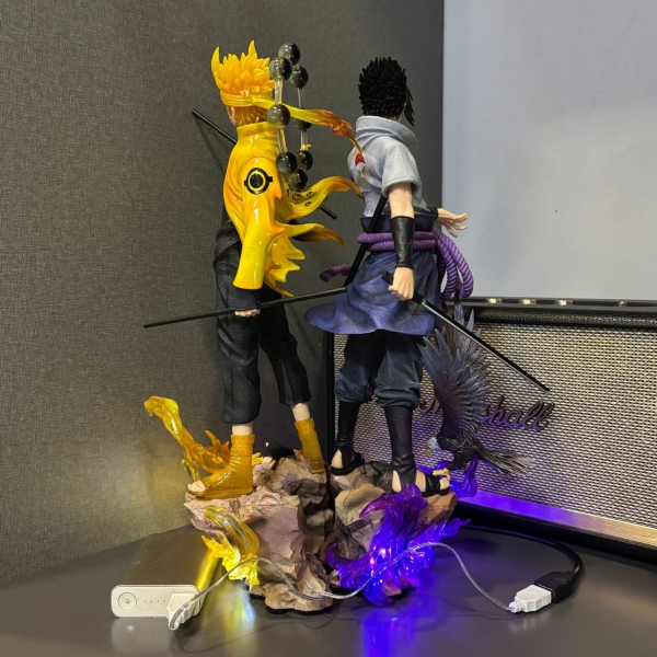 Mô hình bộ đôi Naruto và Sasuke siêu nét 38 cm có LED - Naruto