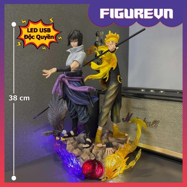 Mô hình bộ đôi Naruto và Sasuke siêu nét 38 cm có LED - Naruto